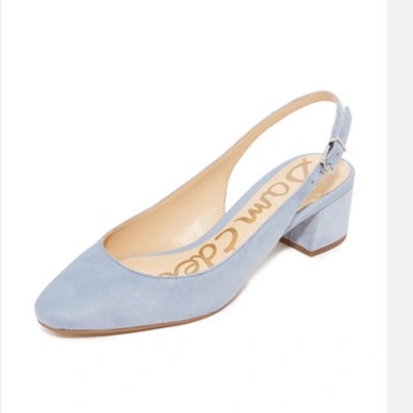 Sam Edelman Lorene Dusty Blue Suede Slingback Heel - Picture 1 of 9